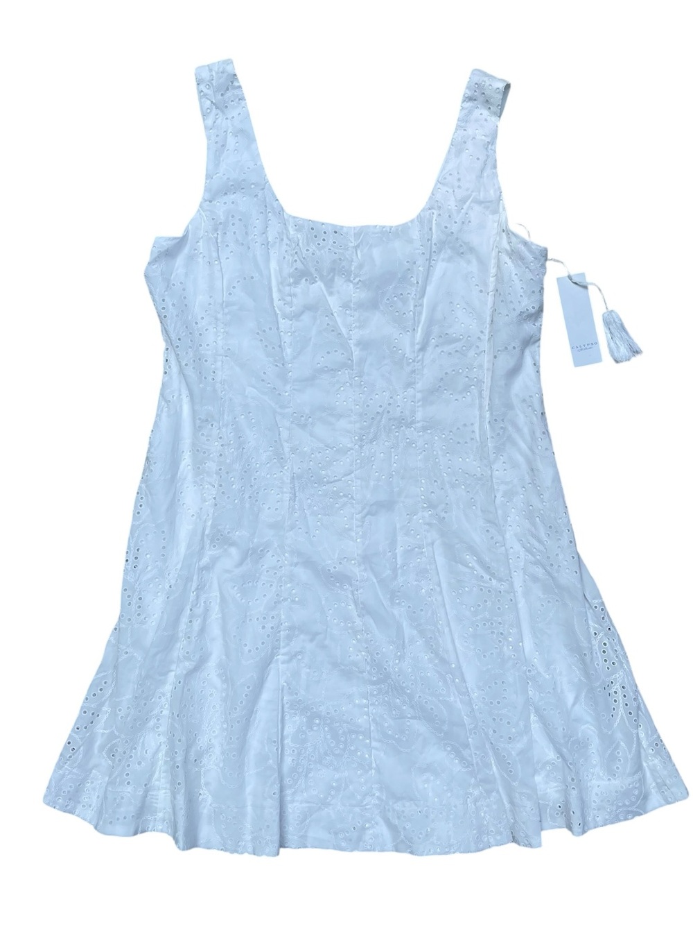 NWT Calypso St. Barth White Eyelet A Line Mini Dress Size 14